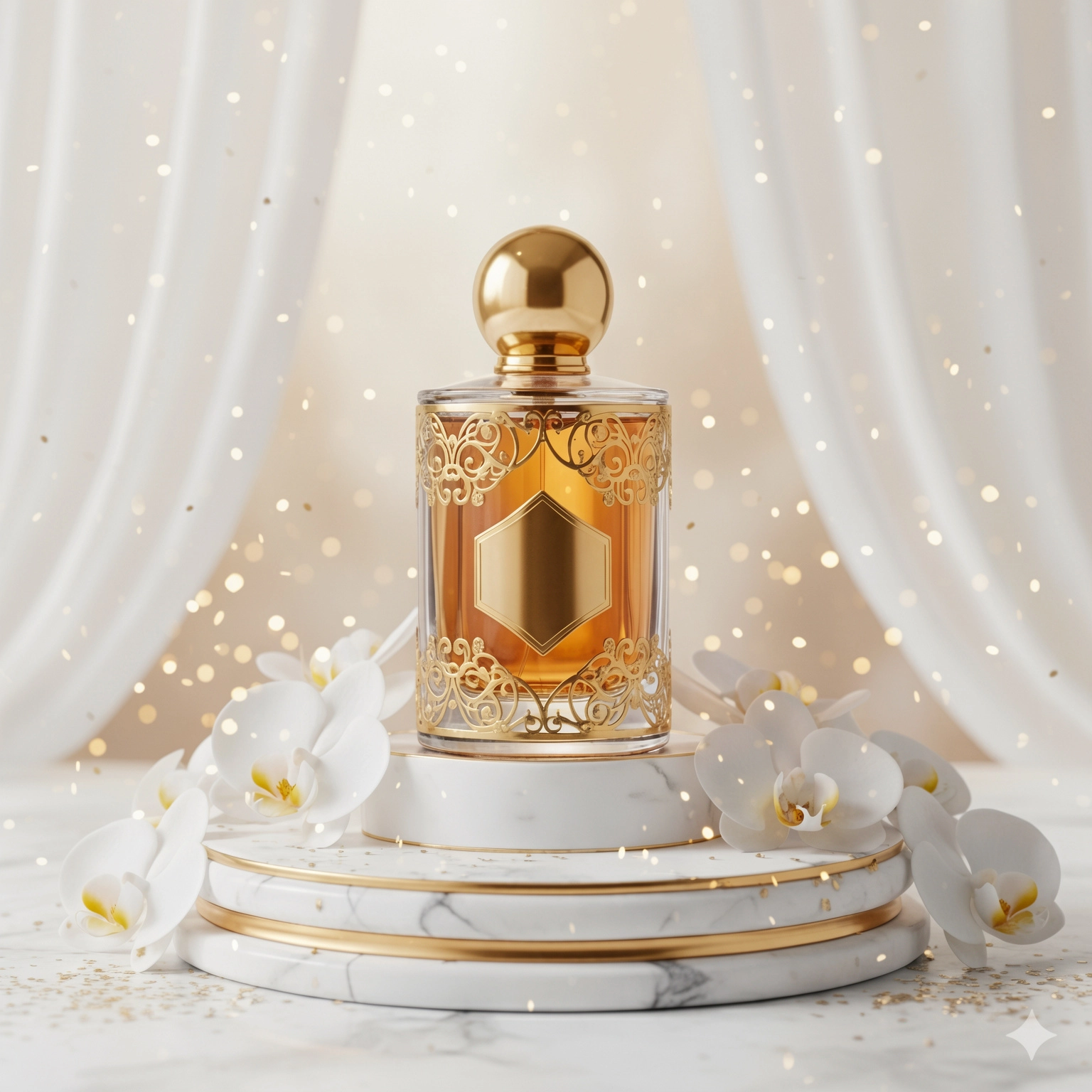 A collection of elegant perfume bottles