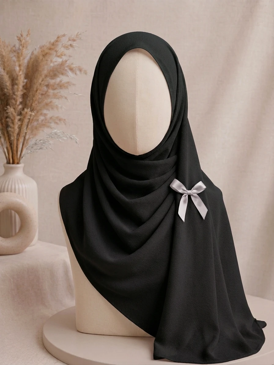 Black Georgette Hijab - Image 1