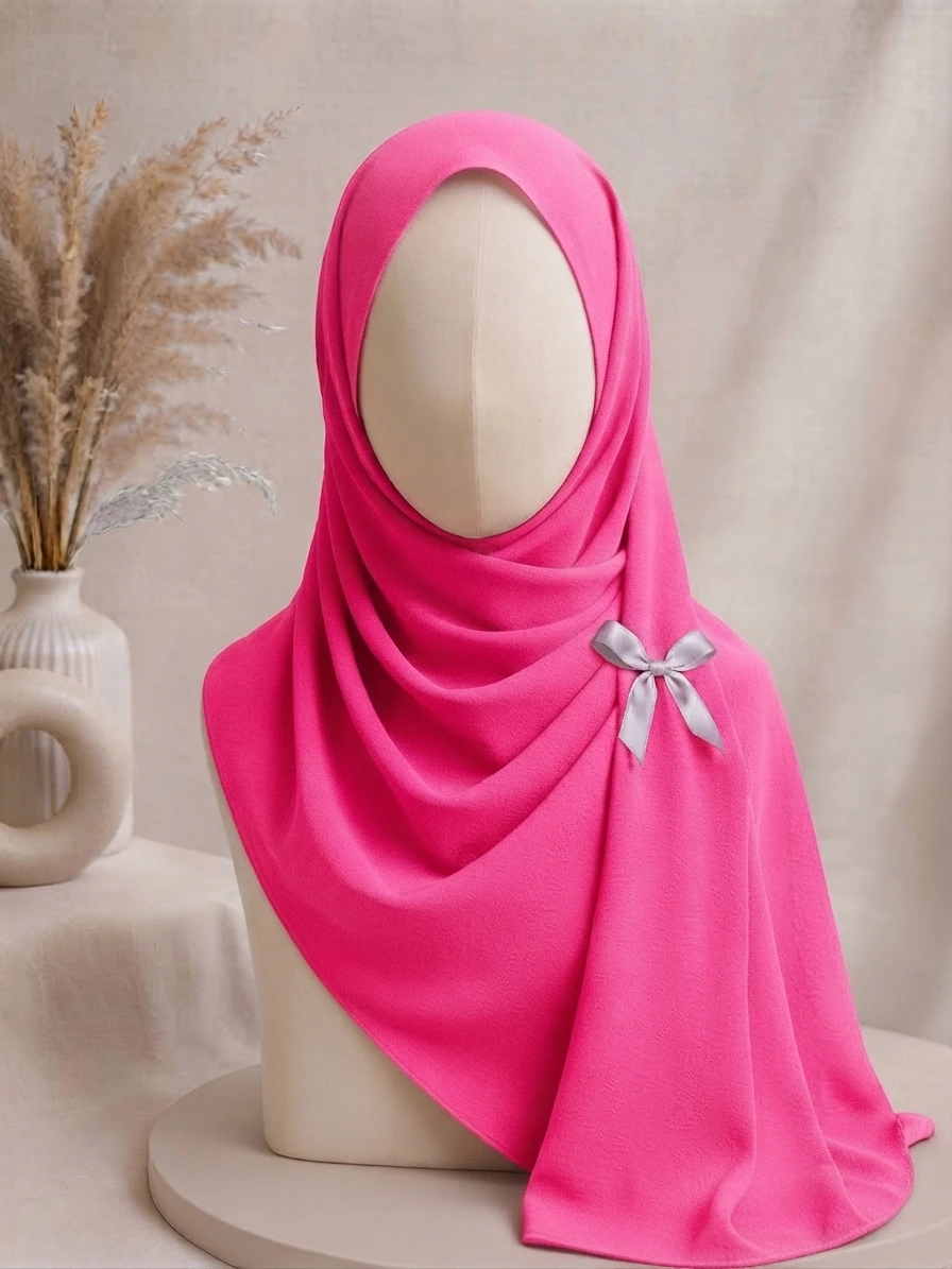 Bright Pink Premium Georgette Hijab - Image 1