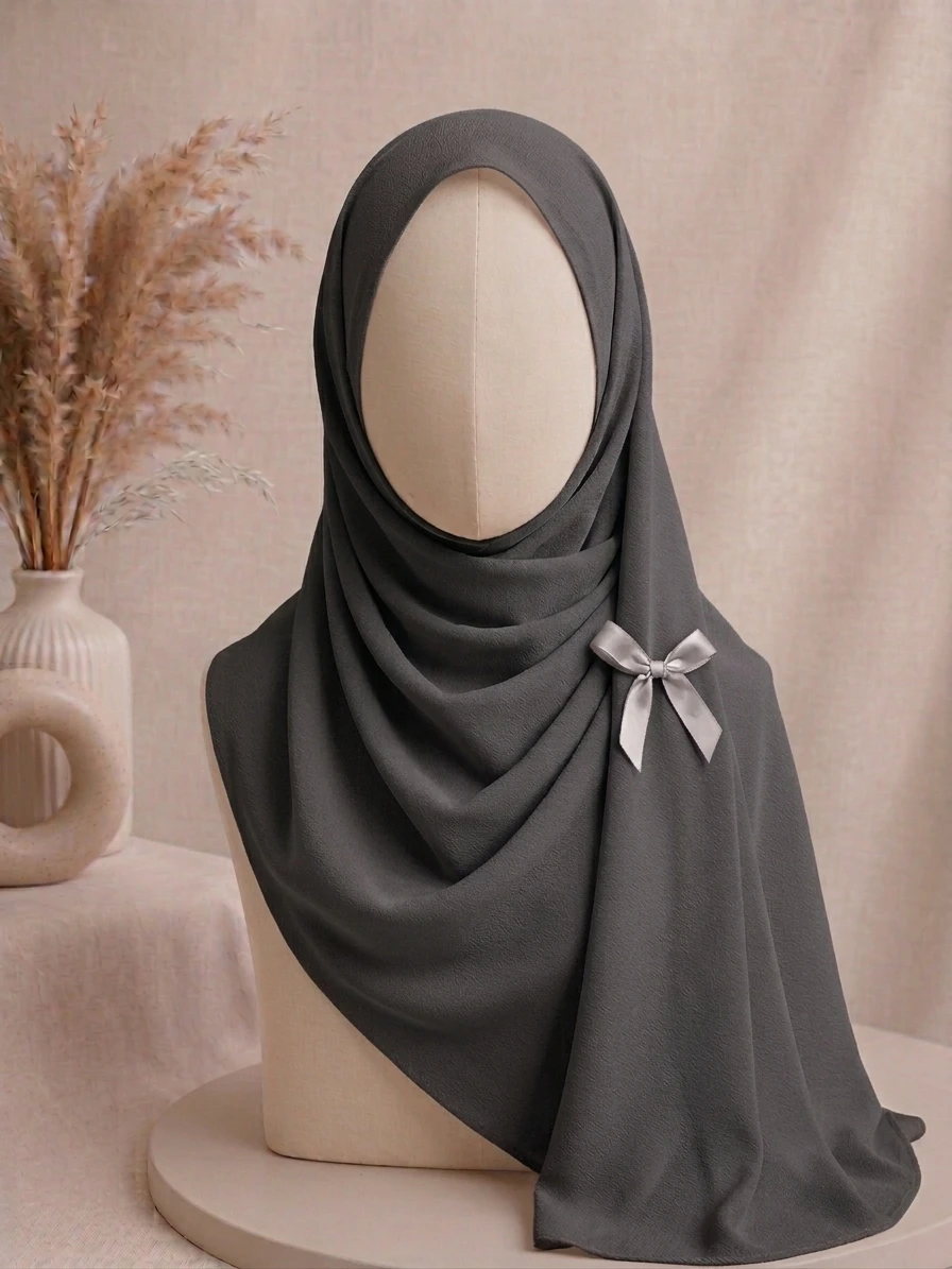 Charcoal Grey Premium Georgette Hijab - Image 1