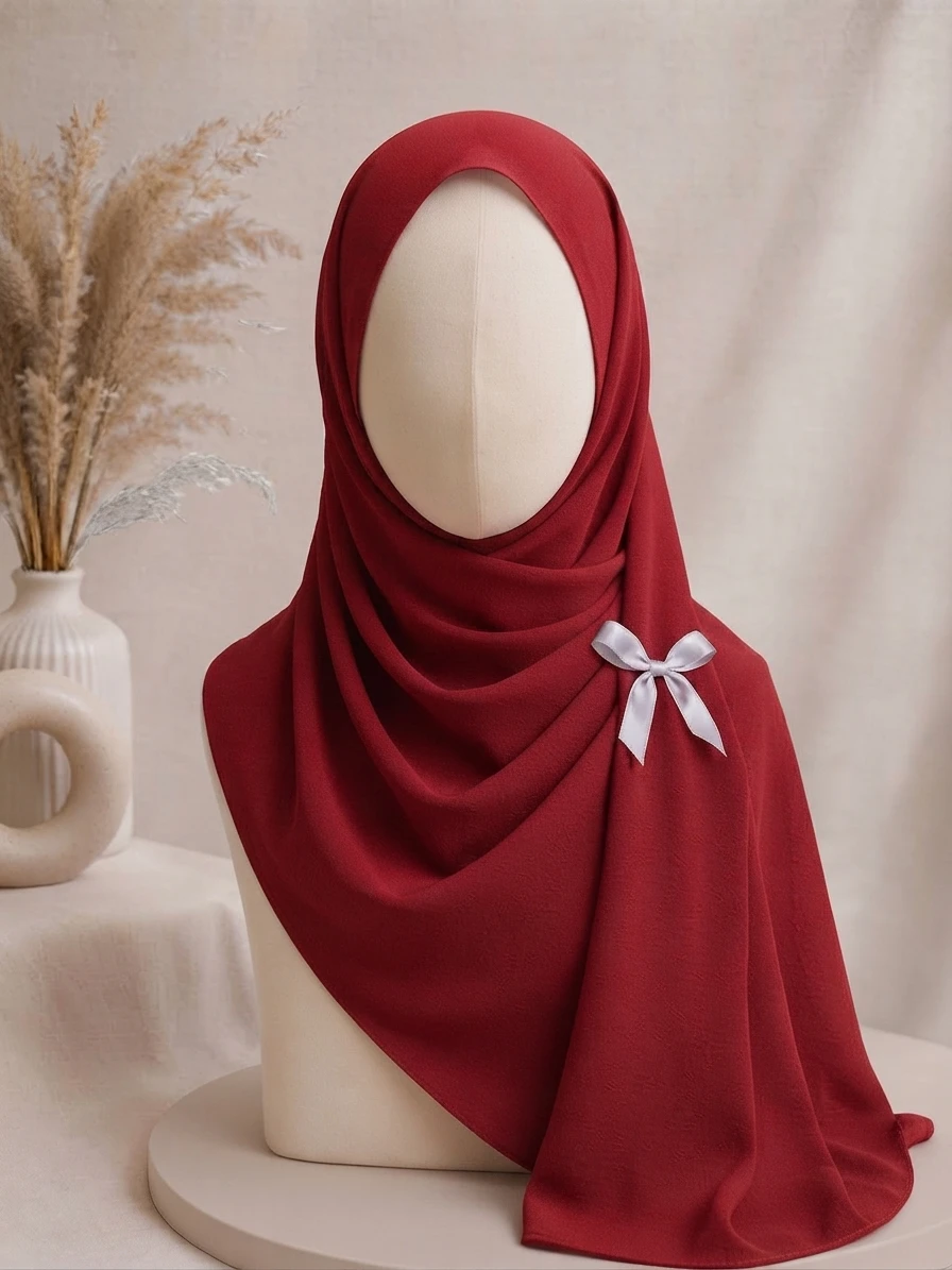 Classic Red Premium Georgette Hijab - Image 1