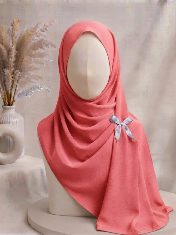 Coral Pink Premium Georgette Hijab