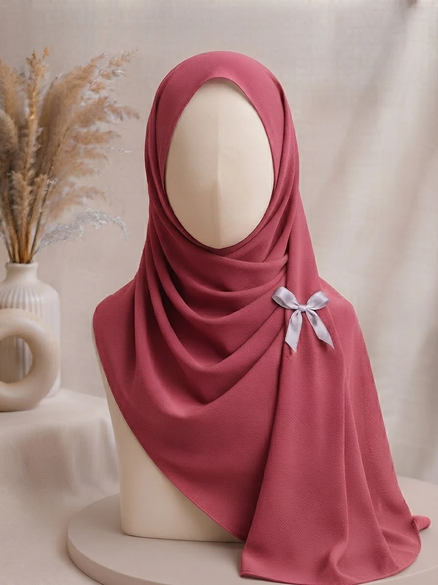 Dark Rose Pink Premium Georgette Hijab - Image 1