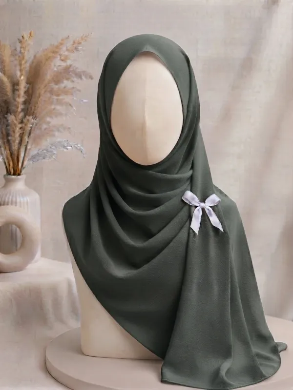 Greyish Green Georgette Hijab