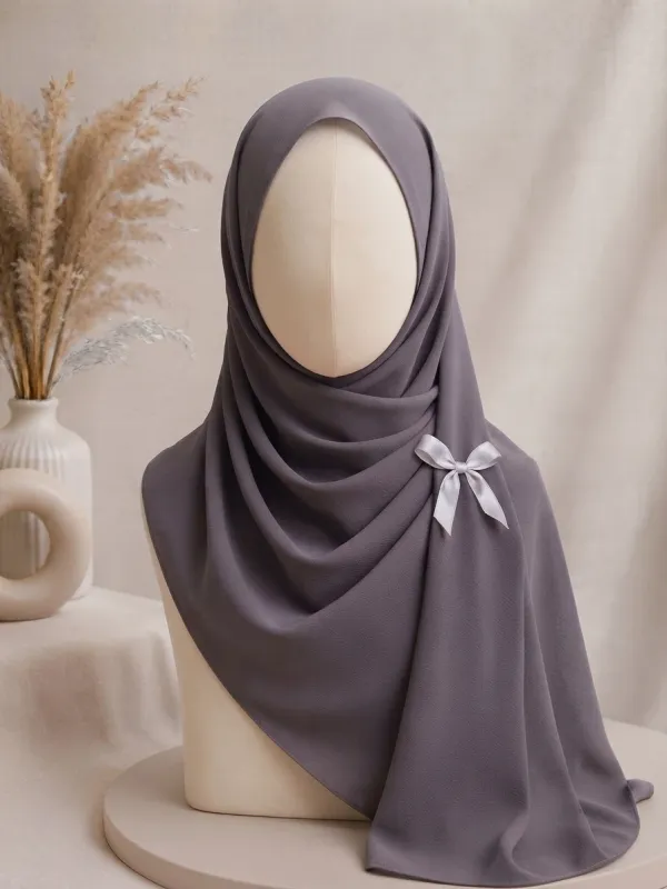 Greyish Purple Georgette Hijab