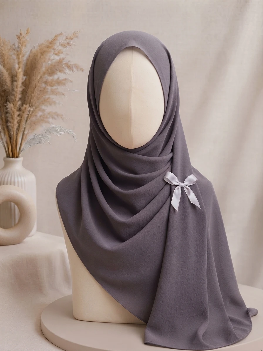 Greyish Purple Georgette Hijab - Image 1