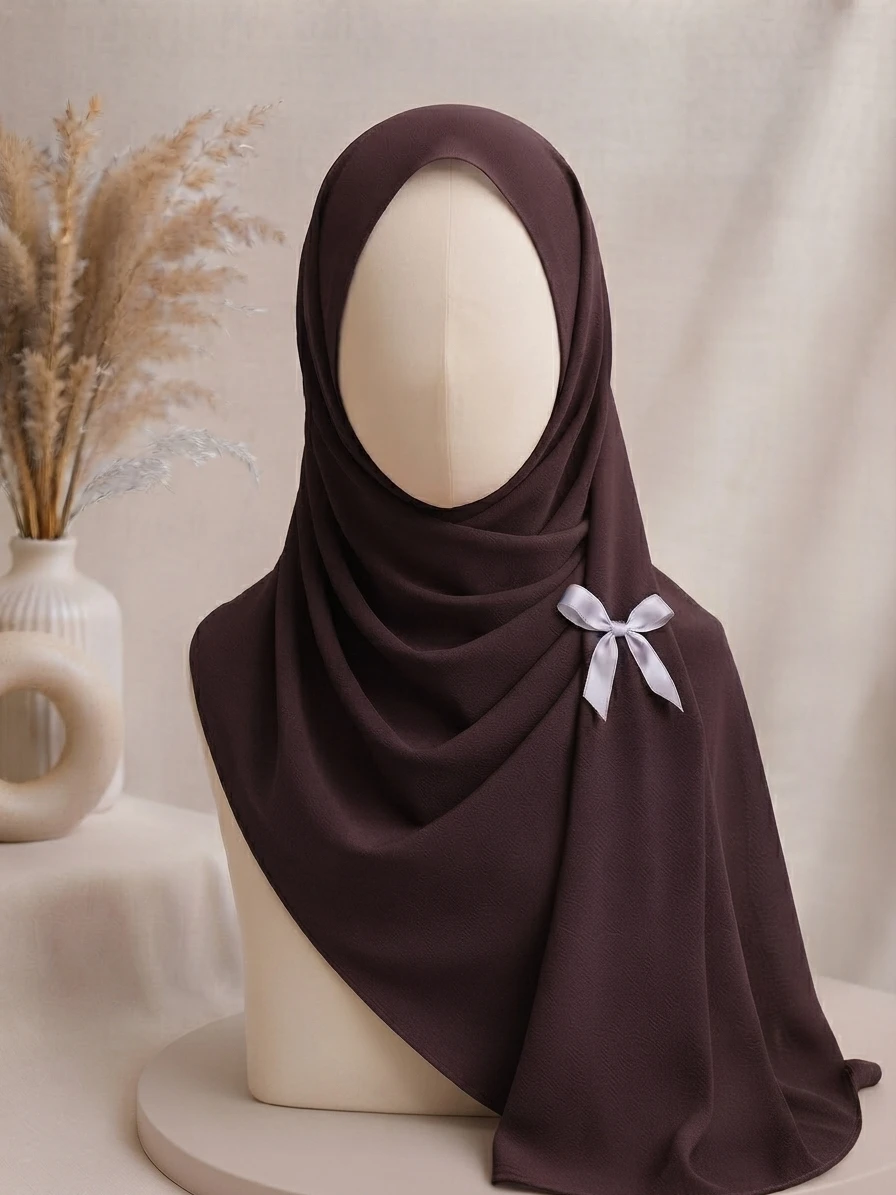 Plum Brown Georgette Hijab - Image 1