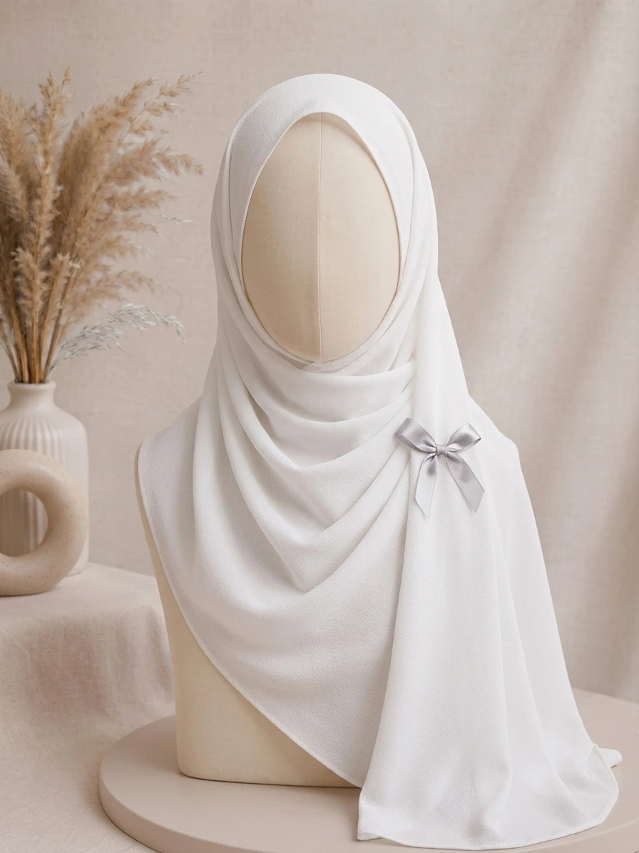 White Georgette Hijab - Image 1
